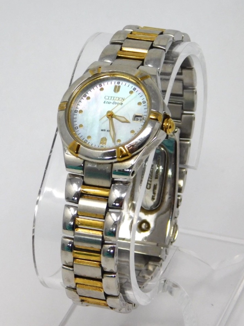 Citizen Eco Drive Women's Watch Mother of Pearl Two Tone Bracelet Ladies E-011